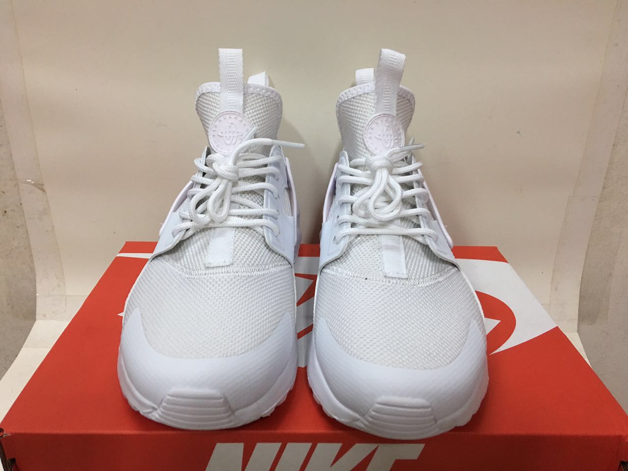 Women Nike Air Huarache 6 Flyknit All White Shoes - Click Image to Close